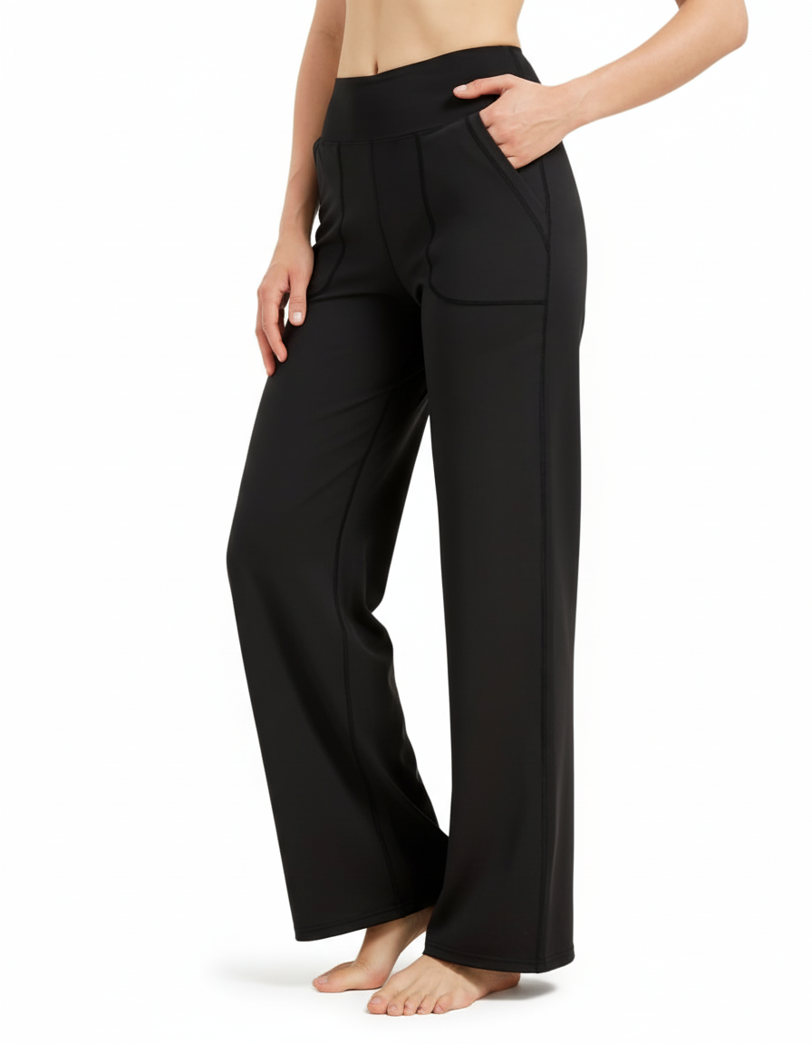 Tall Women's Wide Leg Yoga Pants with Front Pockets
