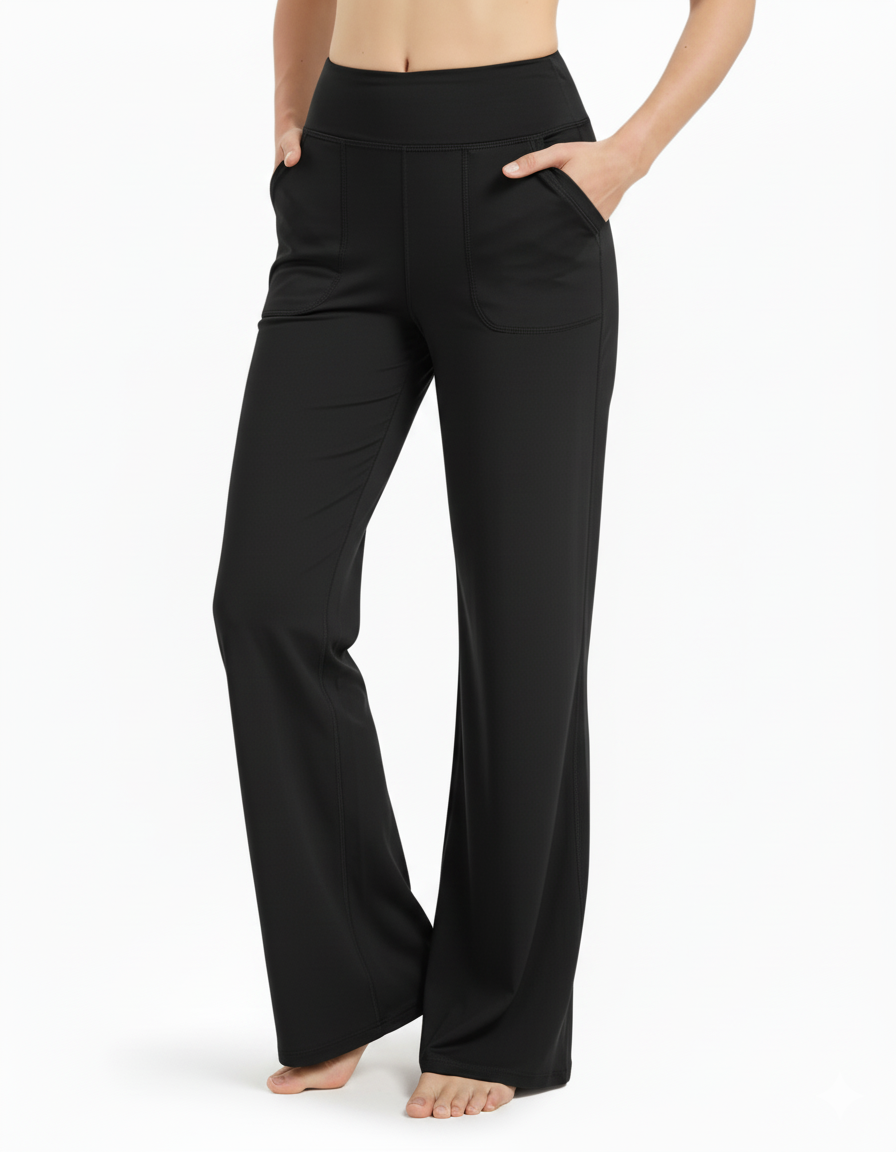 Tall Women's Wide Leg Yoga Pants with Front Pockets