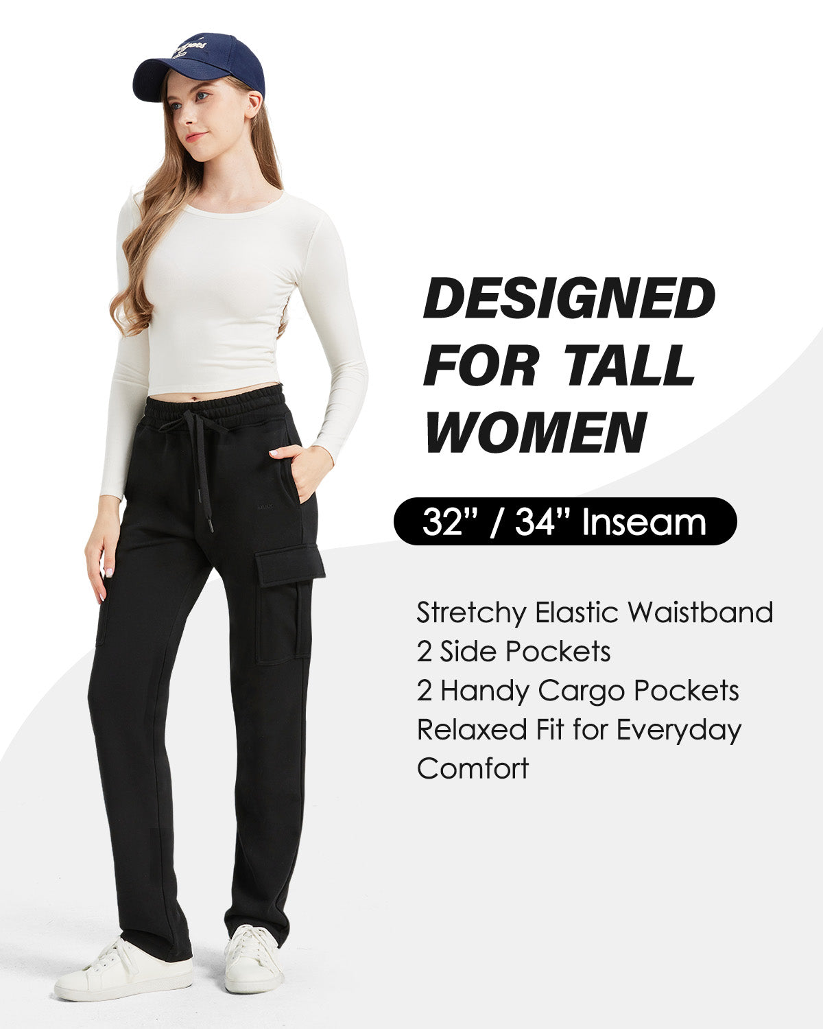Tall Women's Straight Leg Cargo Sweatpants