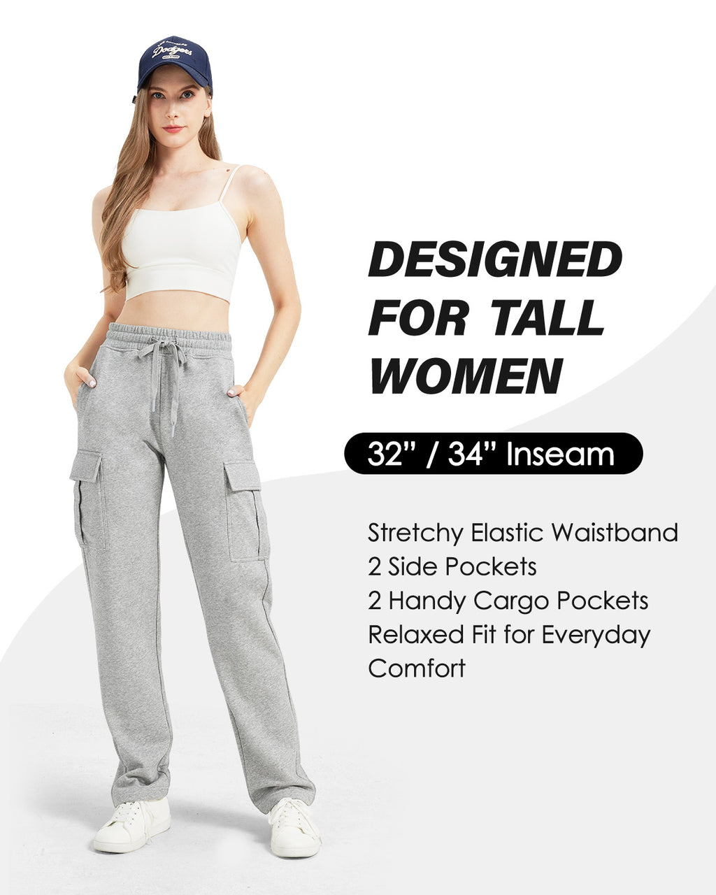 Tall Women's Straight Leg Cargo Sweatpants