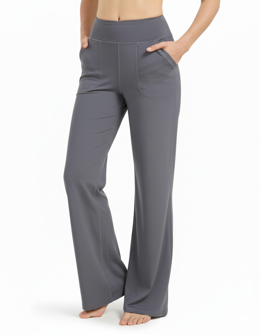 Tall Women's Wide Leg Yoga Pants with Front Pockets