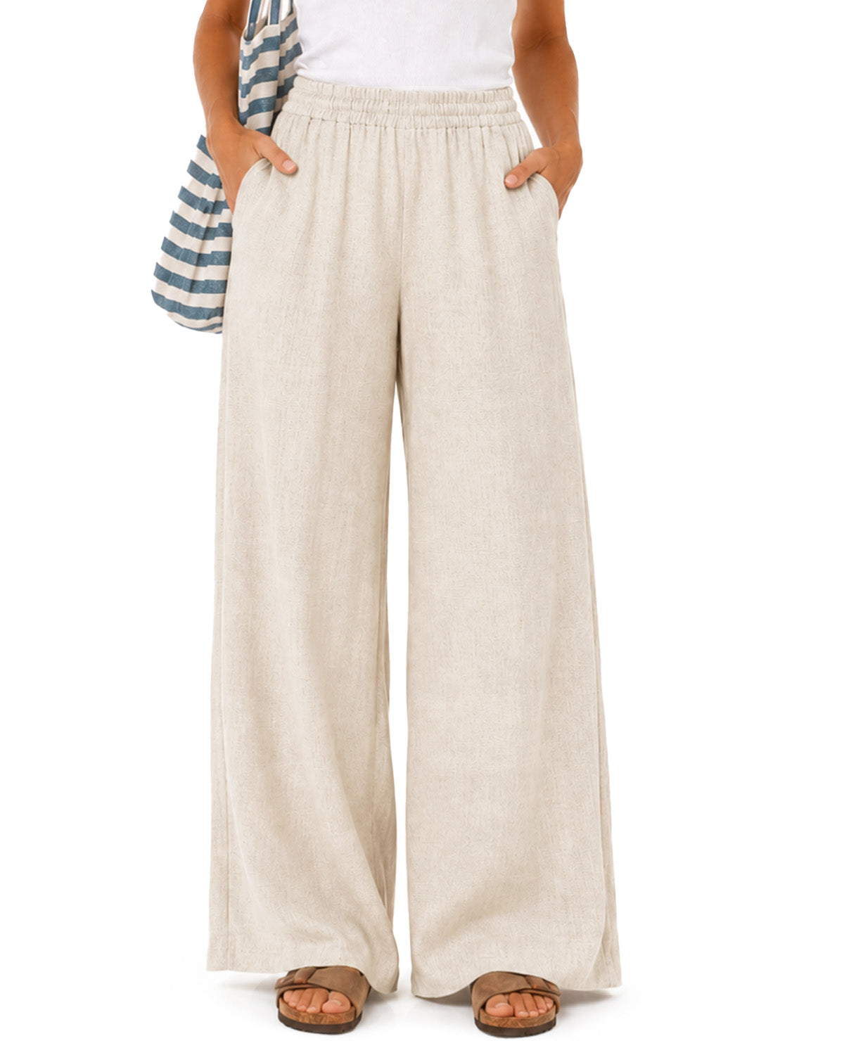 Women’s Tall Linen Wide Leg Pants with Pockets