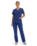 Tall Women's Scrubs Set with V Neck Top & Straight Leg Pants