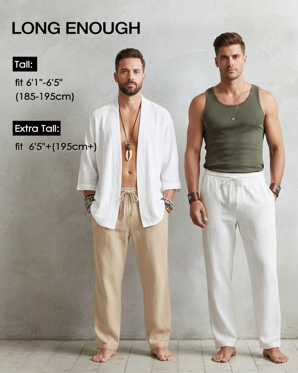 Tall Men's Linen Pants Straight Leg Relaxed Fit