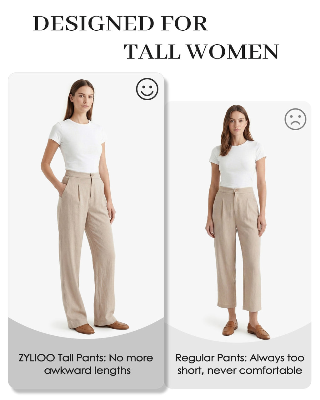 Tall Women's Pleated Wide Leg Dress Pants