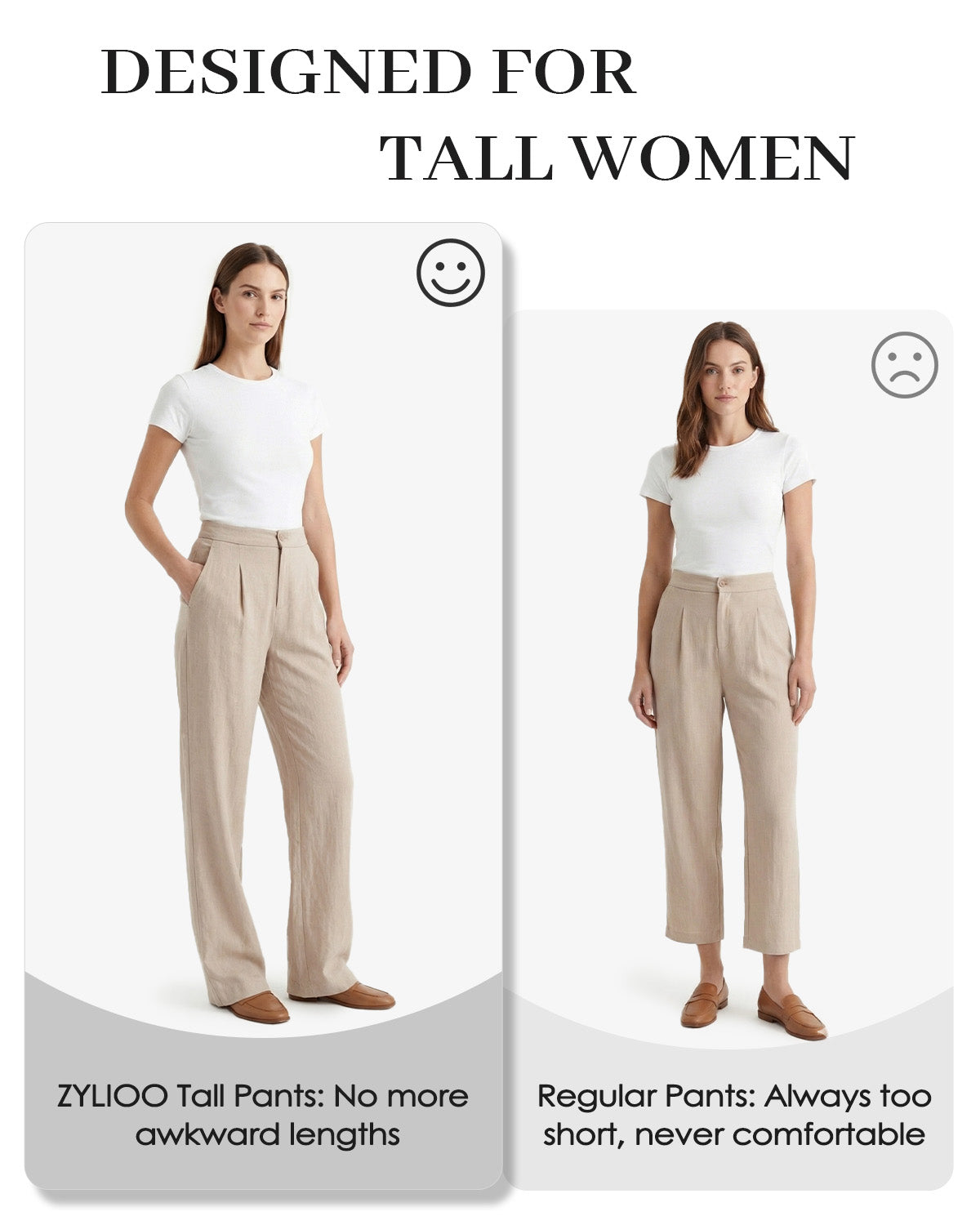 Tall Women's Pleated Wide Leg Dress Pants