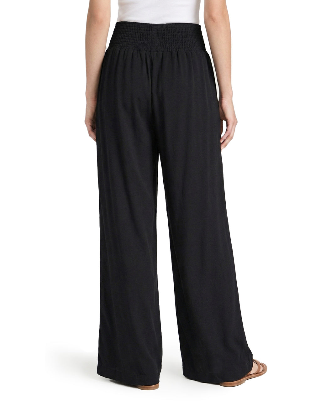 Tall Women's Cotton Smocked Waist Wide Leg Pants