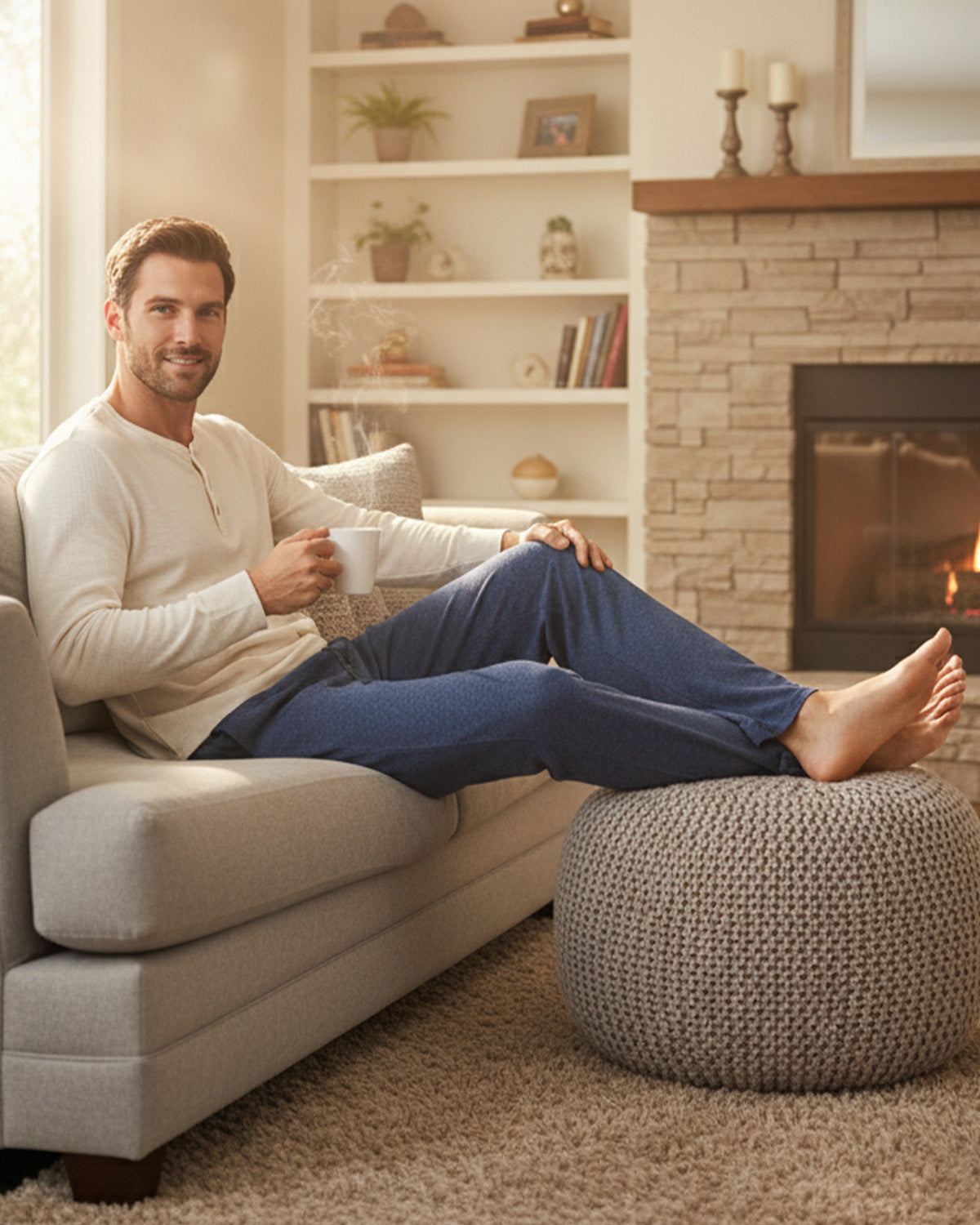 Tall Men's Pajama Pants with Pockets & Button Fly