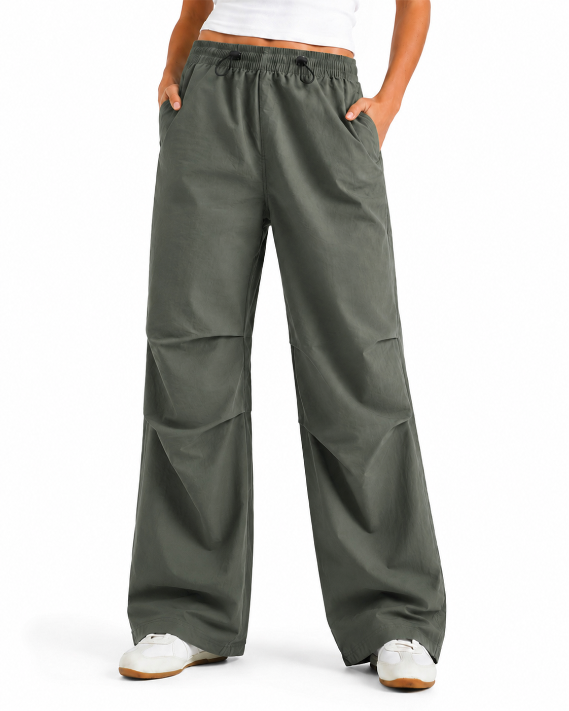 Tall Women's Baggy Parachute Pants with Adjustable Hem