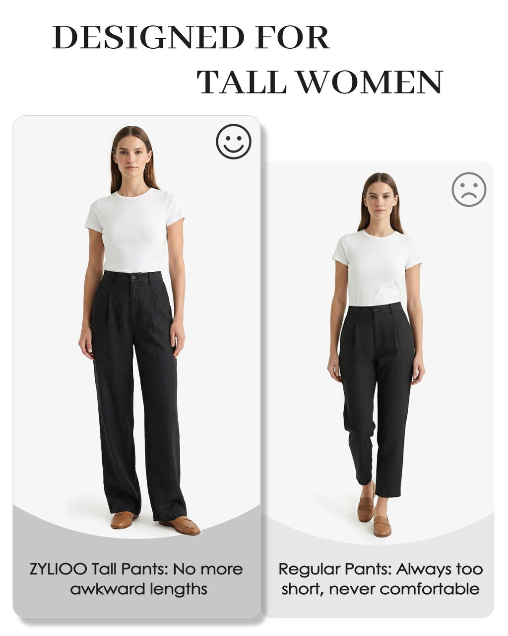 Tall Women's Pleated Wide Leg Dress Pants