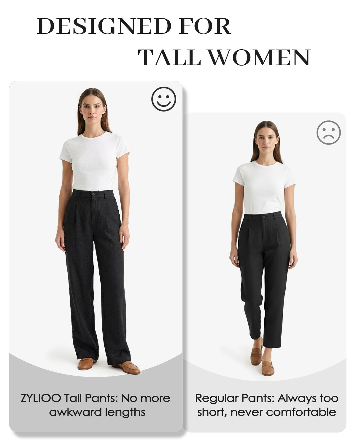 Tall Women's Pleated Wide Leg Dress Pants