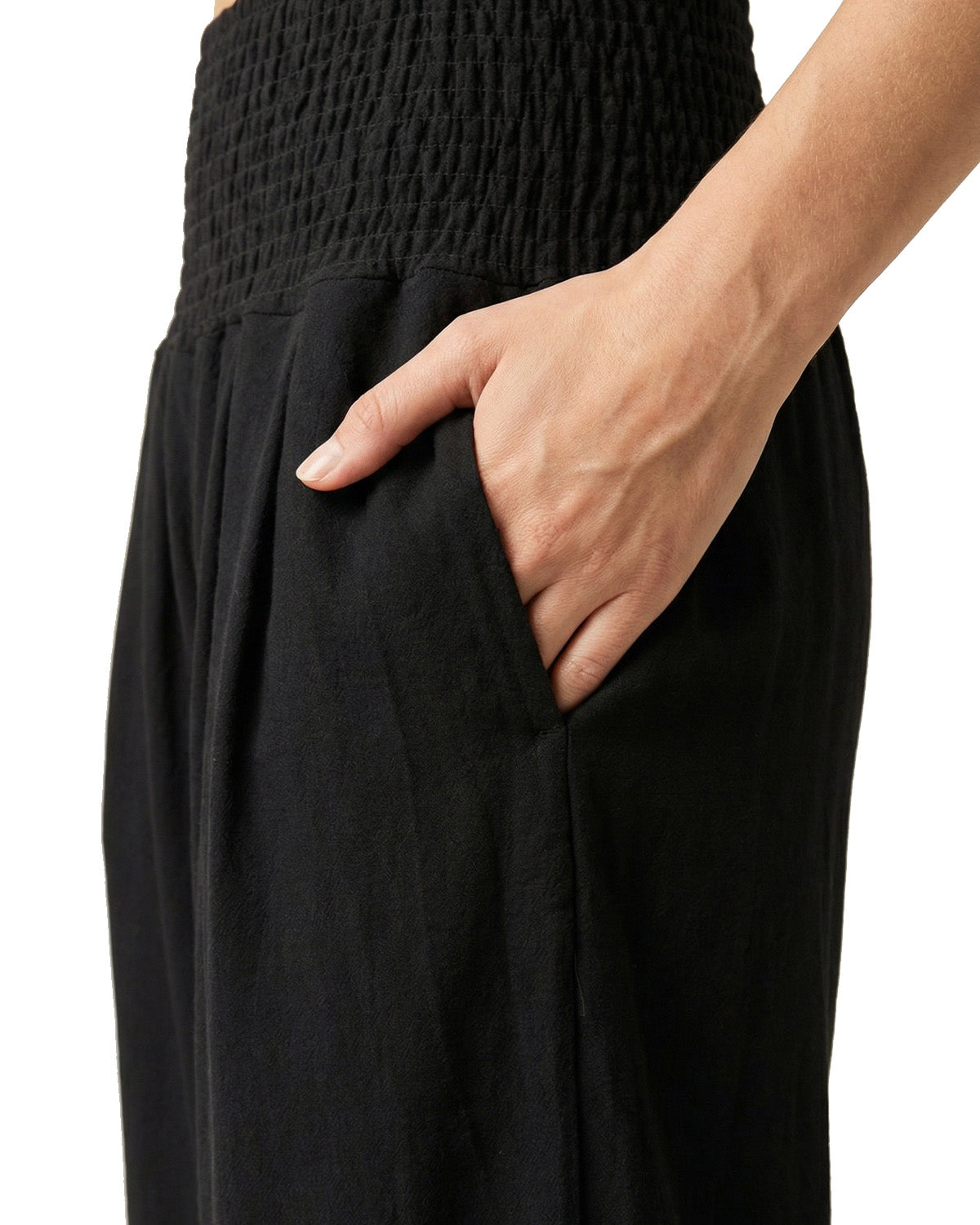 Tall Women's Cotton Smocked Waist Wide Leg Pants