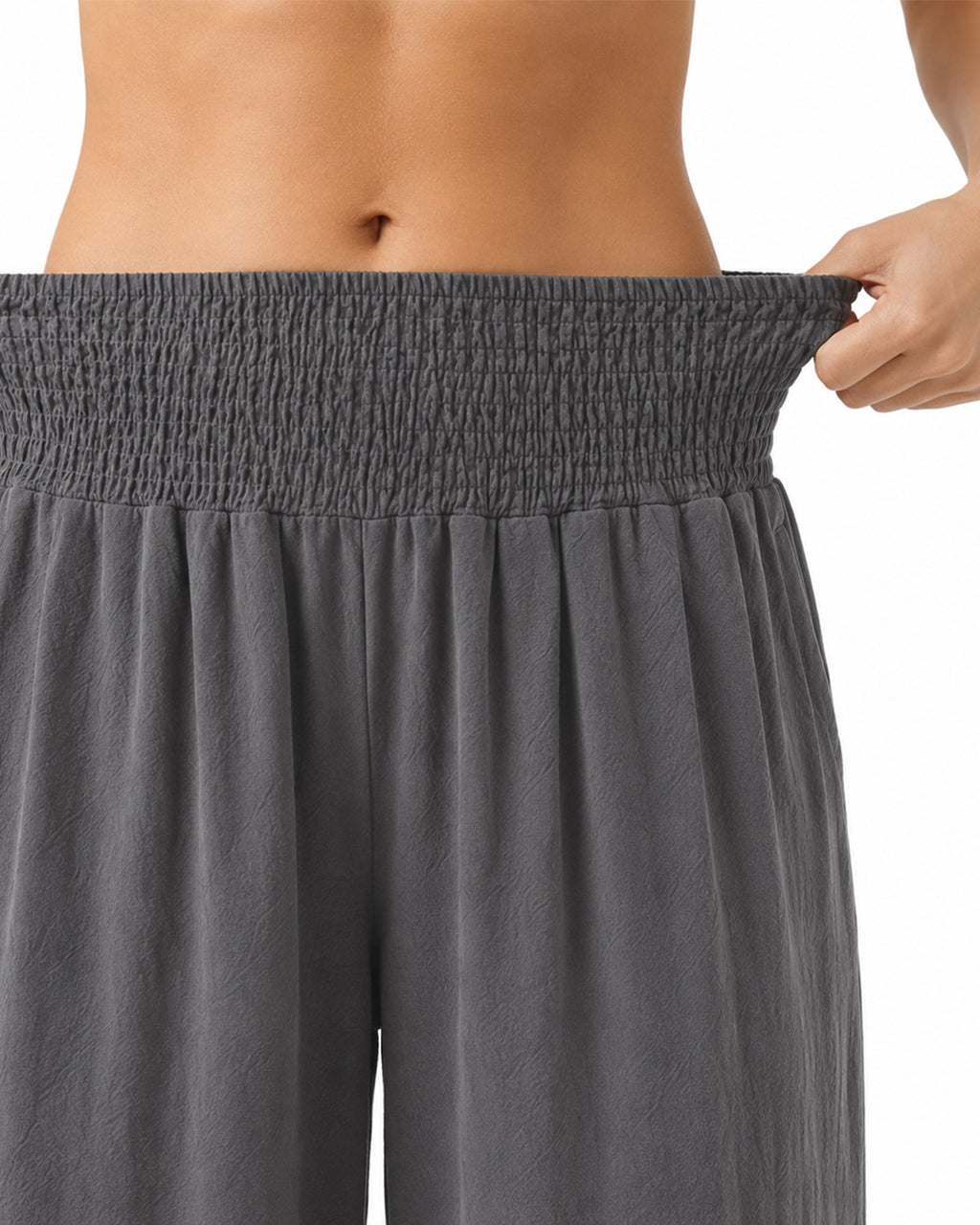 Tall Women's Cotton Smocked Waist Wide Leg Pants