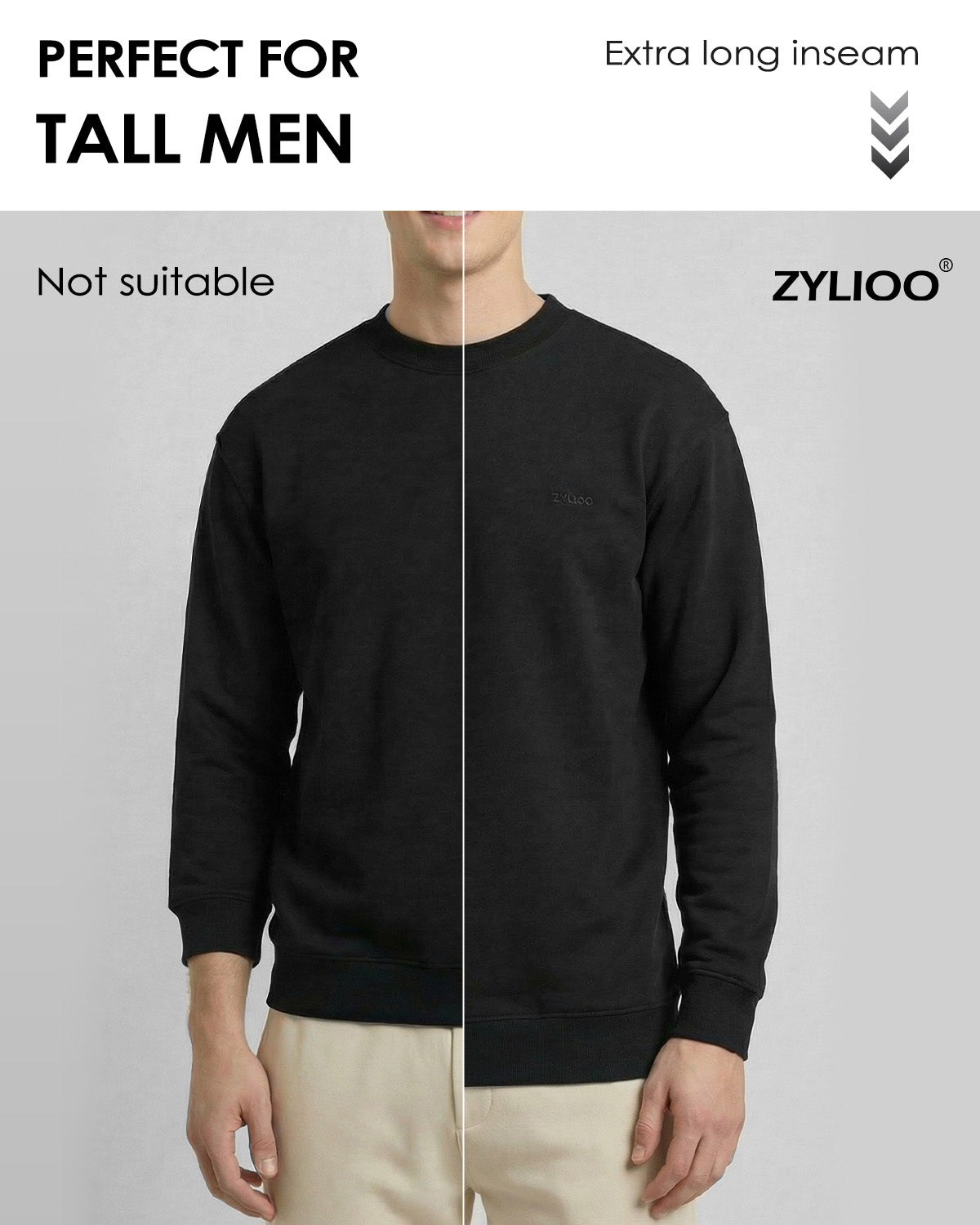 Tall Men's Crewneck Pullover Sweatshirt Long Fit