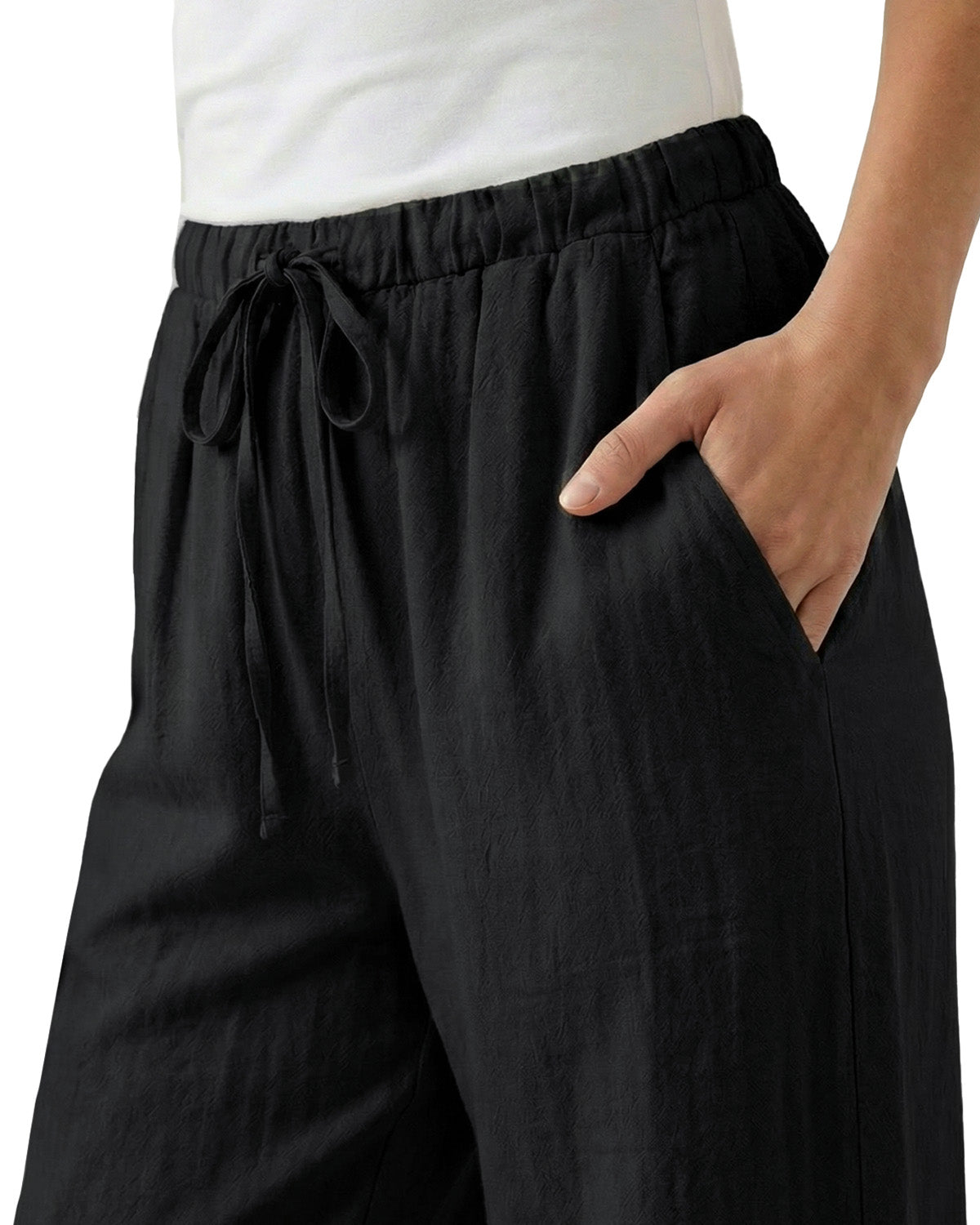 Tall Women's Drawstring Straight Leg Linen Pants