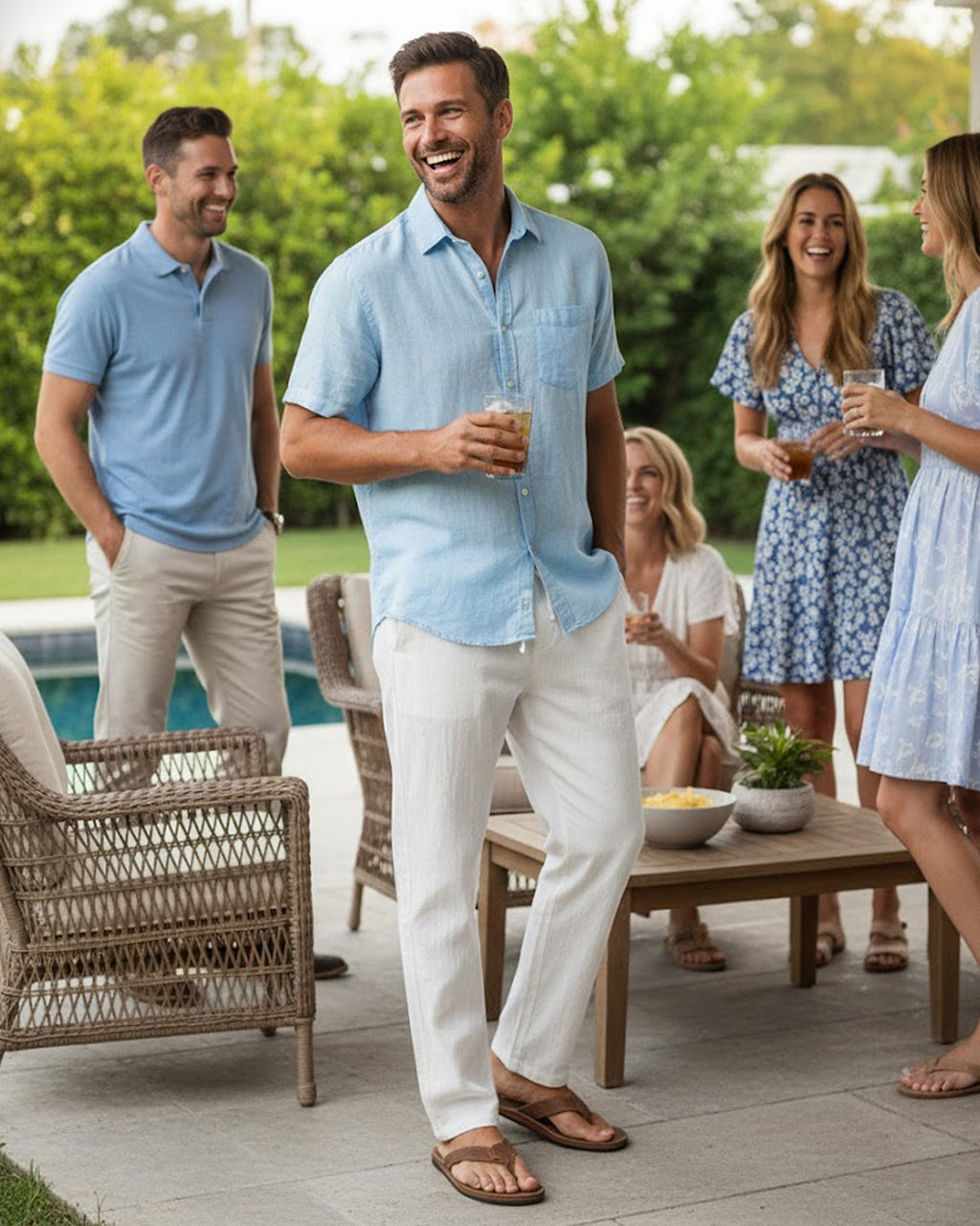 Tall Men's Linen Pants Straight Leg Relaxed Fit