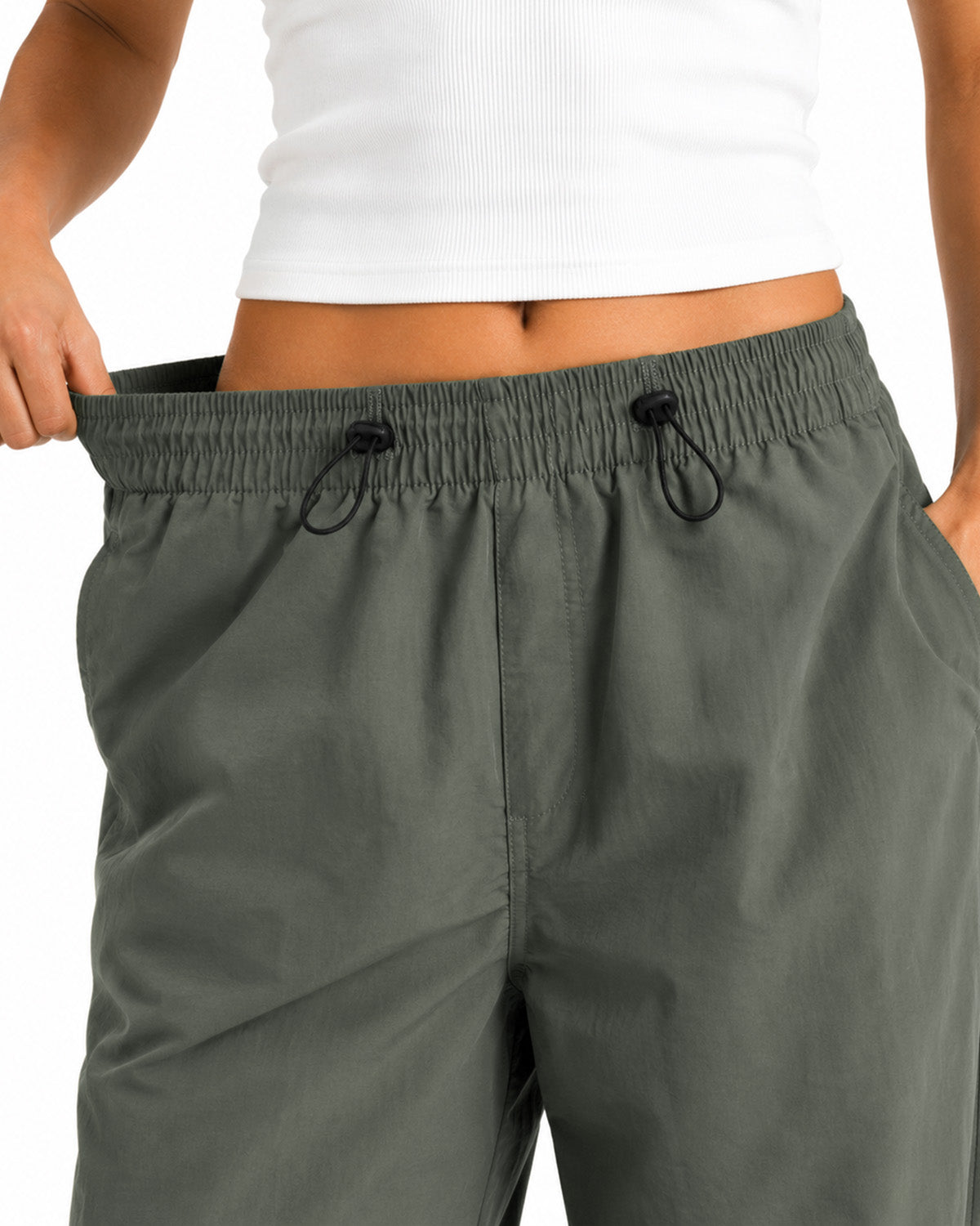 Tall Women's Baggy Parachute Pants with Adjustable Hem