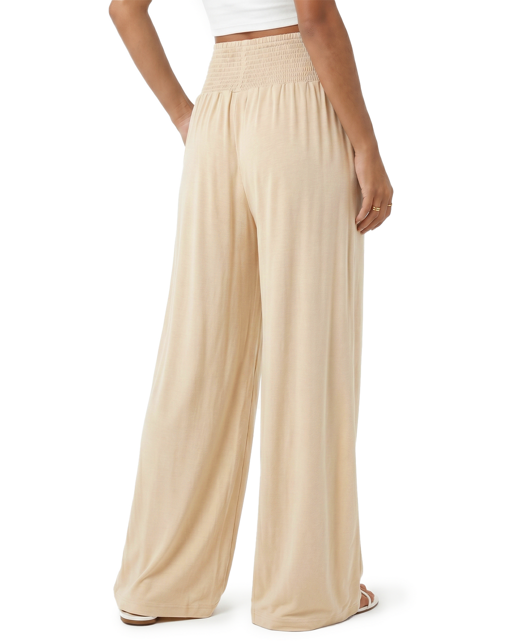 Tall Women's Smocked Waist Wide Leg Pants