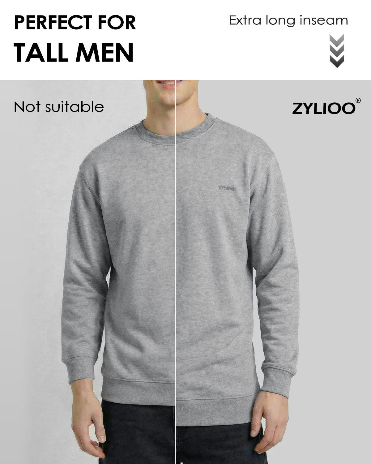 Tall Men's Crewneck Pullover Sweatshirt Long Fit