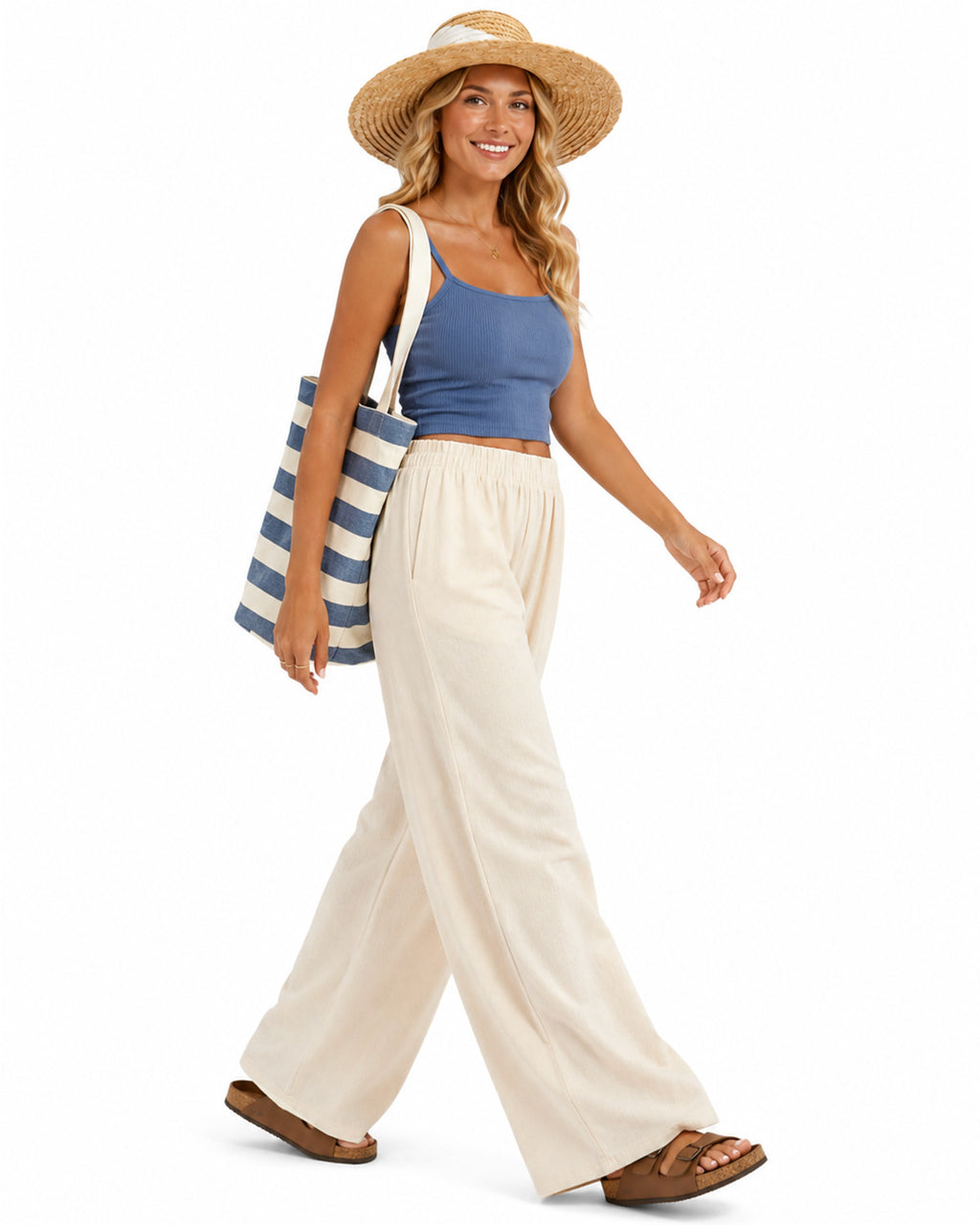 Women’s Tall Linen Wide Leg Pants with Pockets