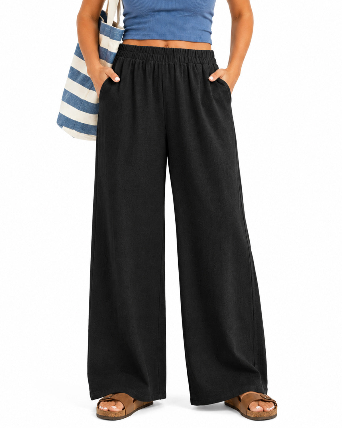 Women’s Tall Linen Wide Leg Pants with Pockets