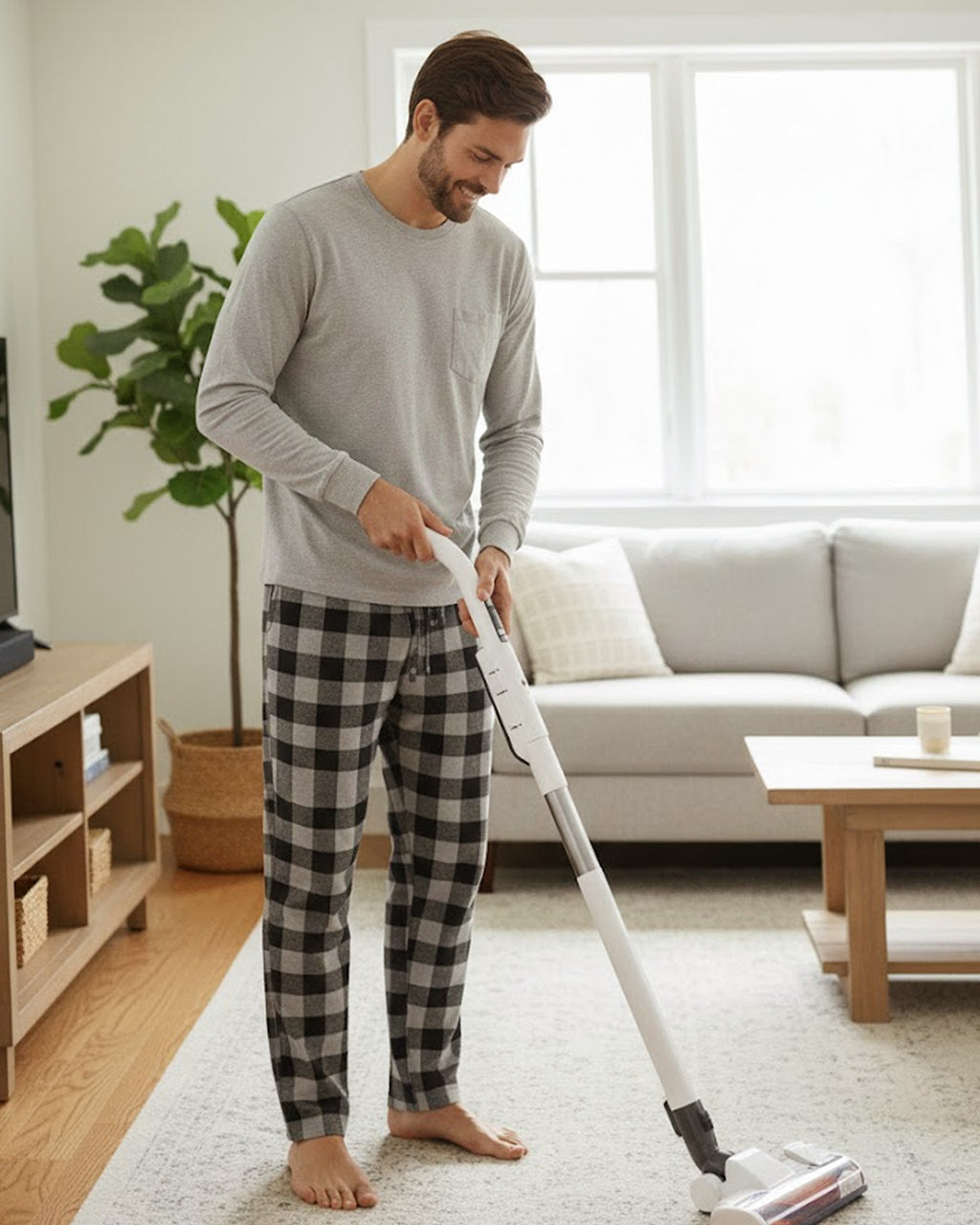 Tall Men's Pajama Pants with Pockets & Button Fly