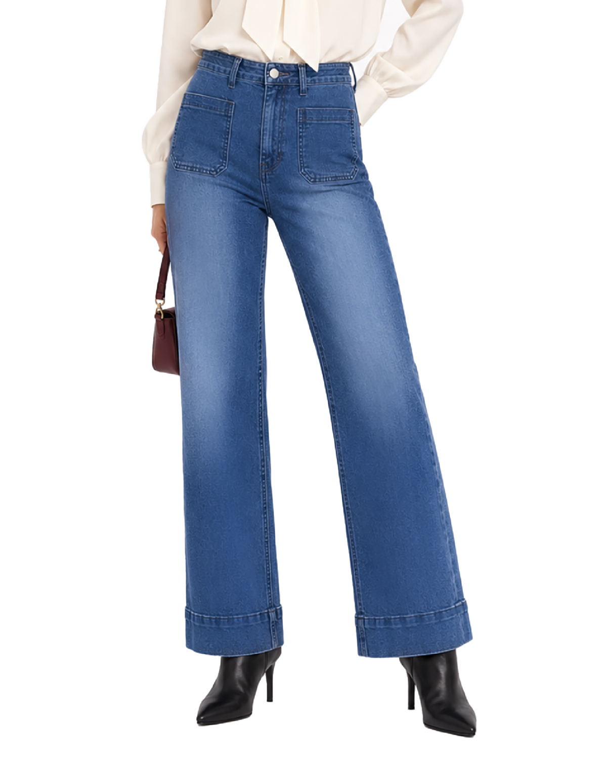 Tall Women's High Waist Wide Leg Jeans 32/34 Inseam