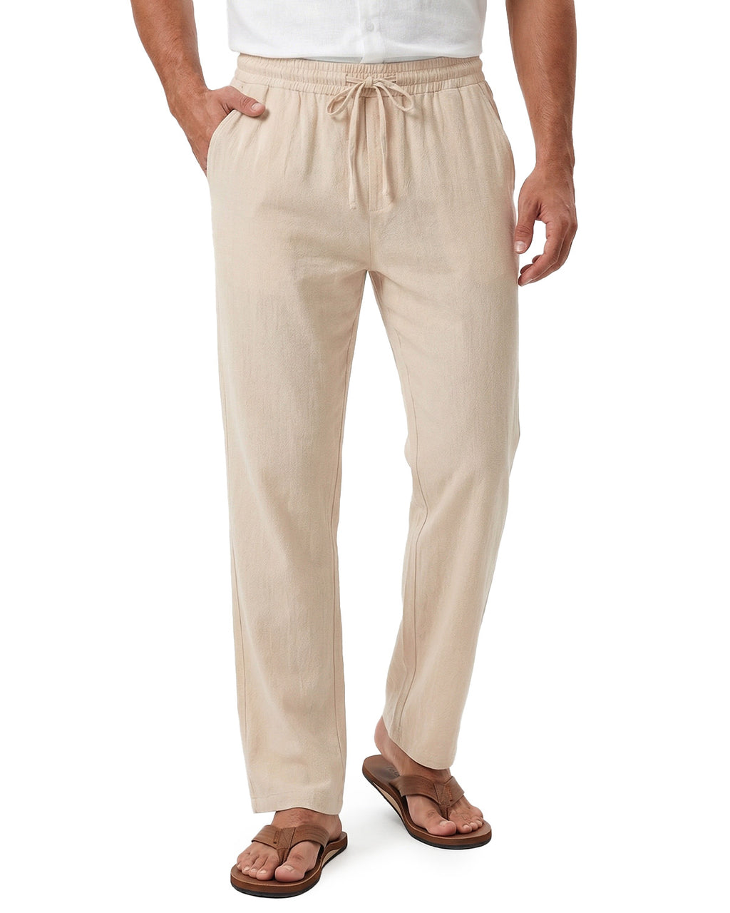 Tall Men's Linen Pants Straight Leg Relaxed Fit