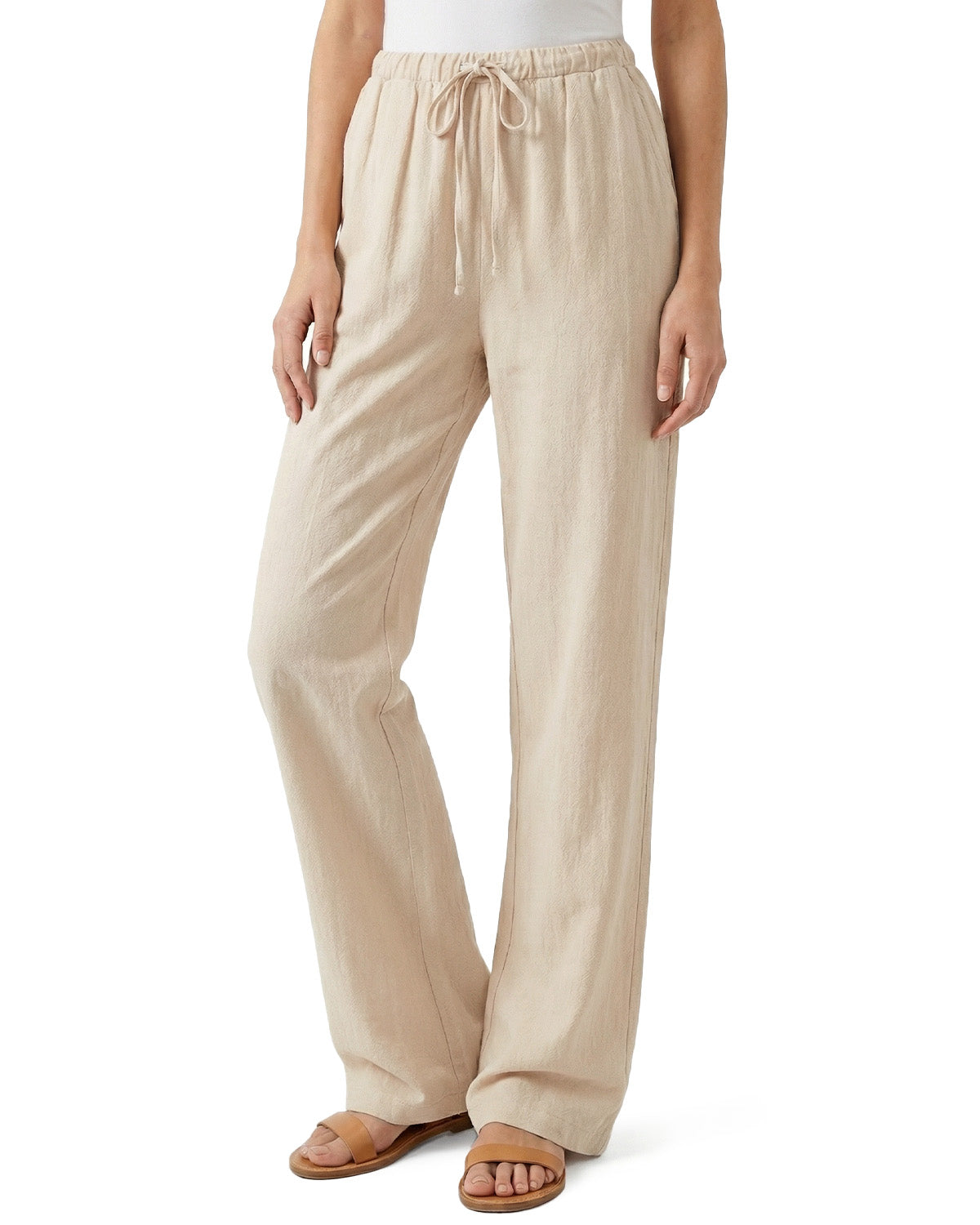 Tall Women's Drawstring Straight Leg Linen Pants