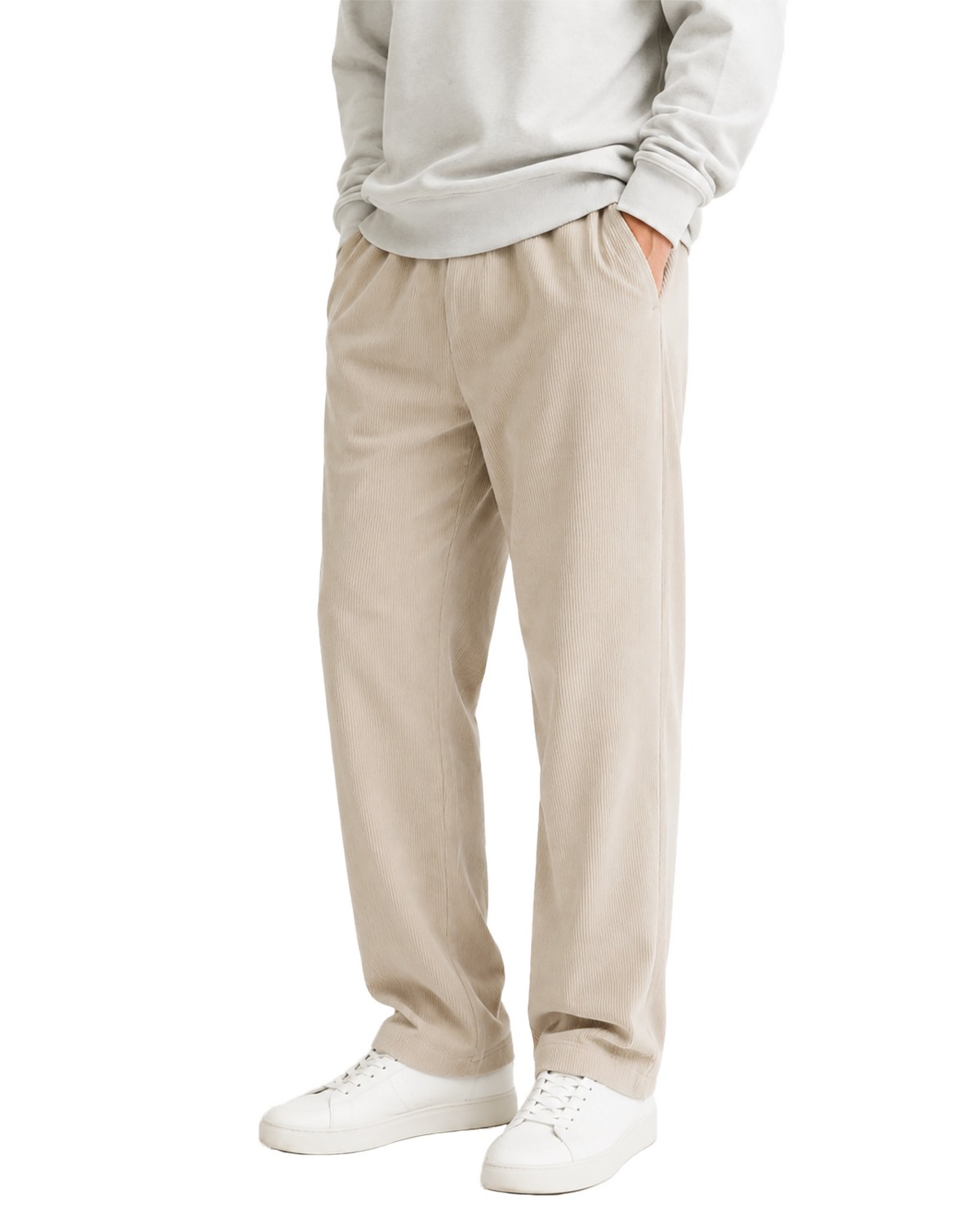 Tall Men's Corduroy Pants Straight Leg with Drawstring Waist