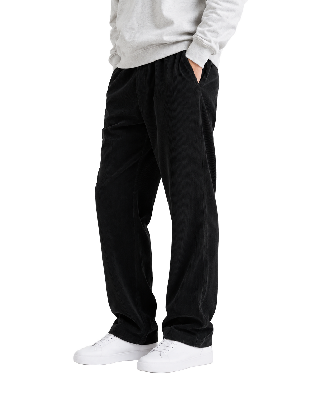 Tall Men's Corduroy Pants Straight Leg with Drawstring Waist