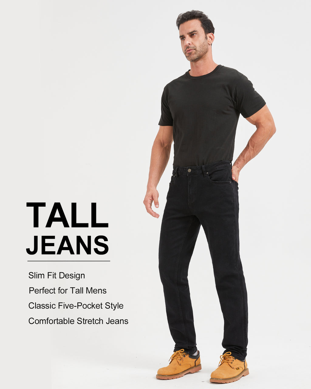 Tall Men's Slim Fit Stretch Jeans 34/36 Inseam