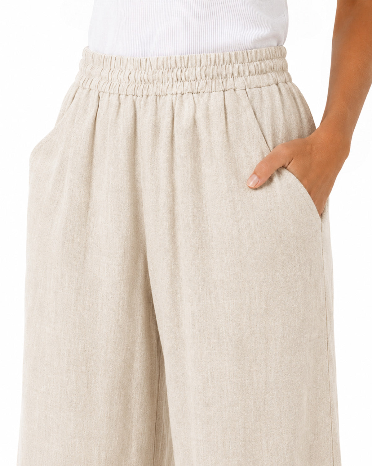 Women’s Tall Linen Wide Leg Pants with Pockets