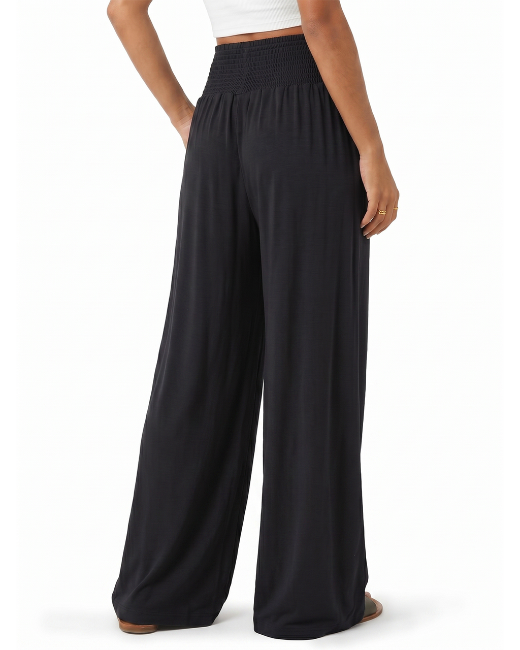 Tall Women's Smocked Waist Wide Leg Pants