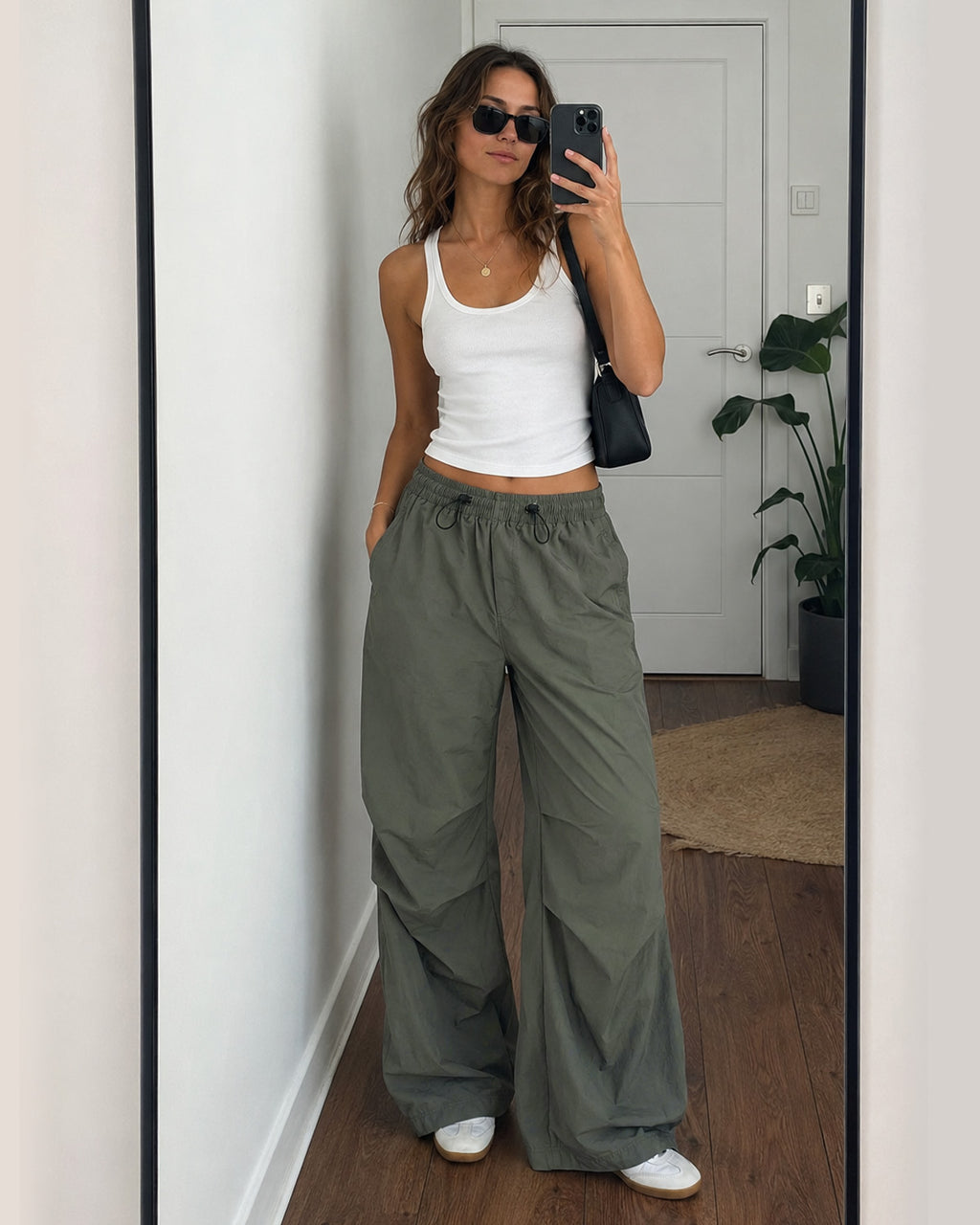 Tall Women's Baggy Parachute Pants with Adjustable Hem