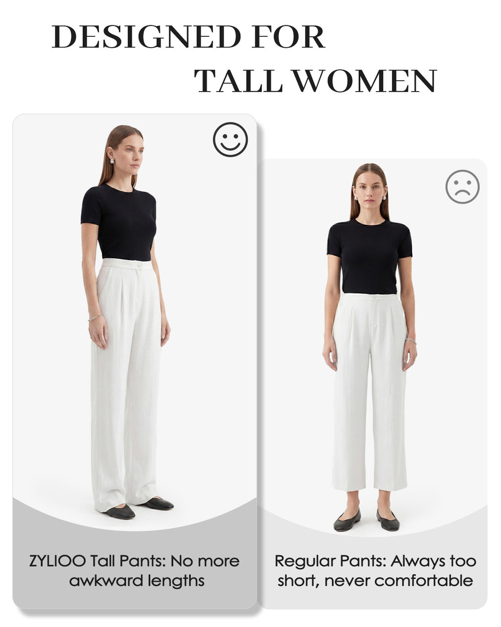Tall Women's Pleated Wide Leg Dress Pants