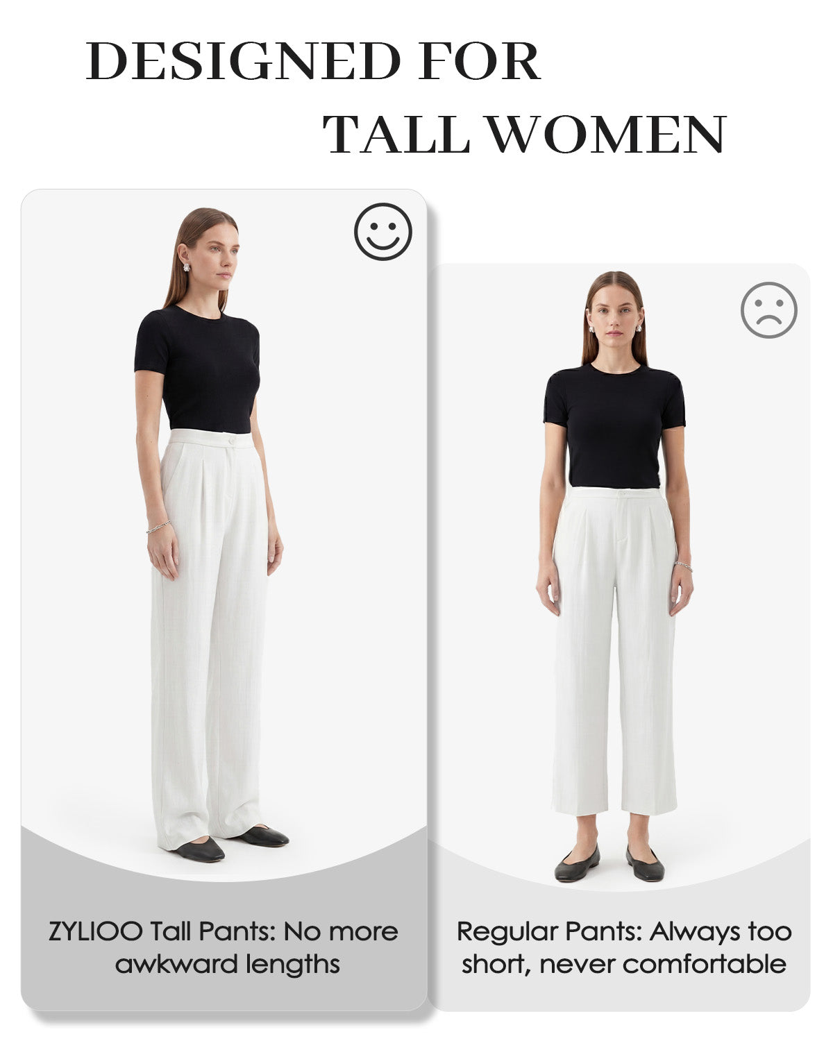 Tall Women's Pleated Wide Leg Dress Pants
