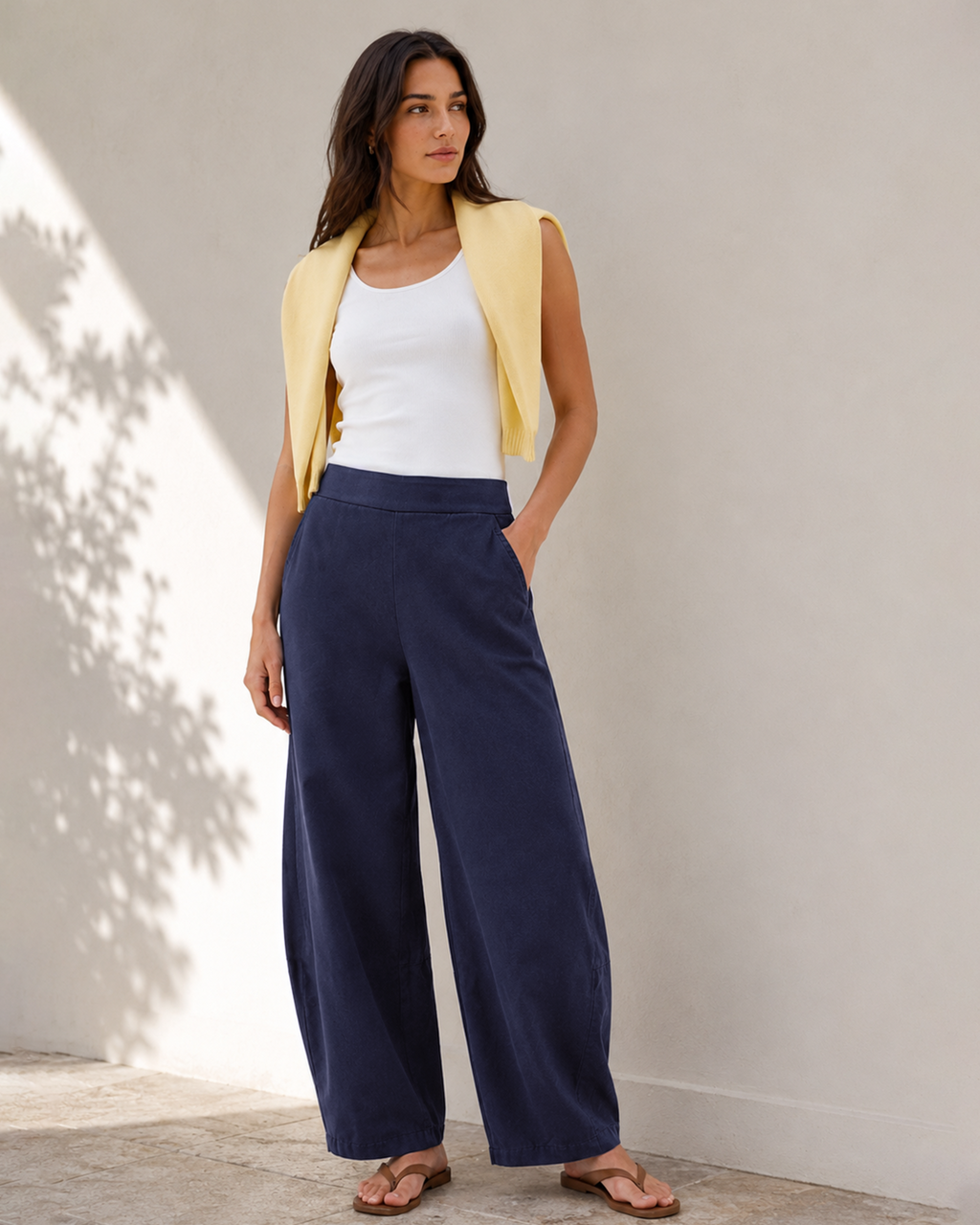 Tall Women's Cotton Stretch Barrel Leg Pants
