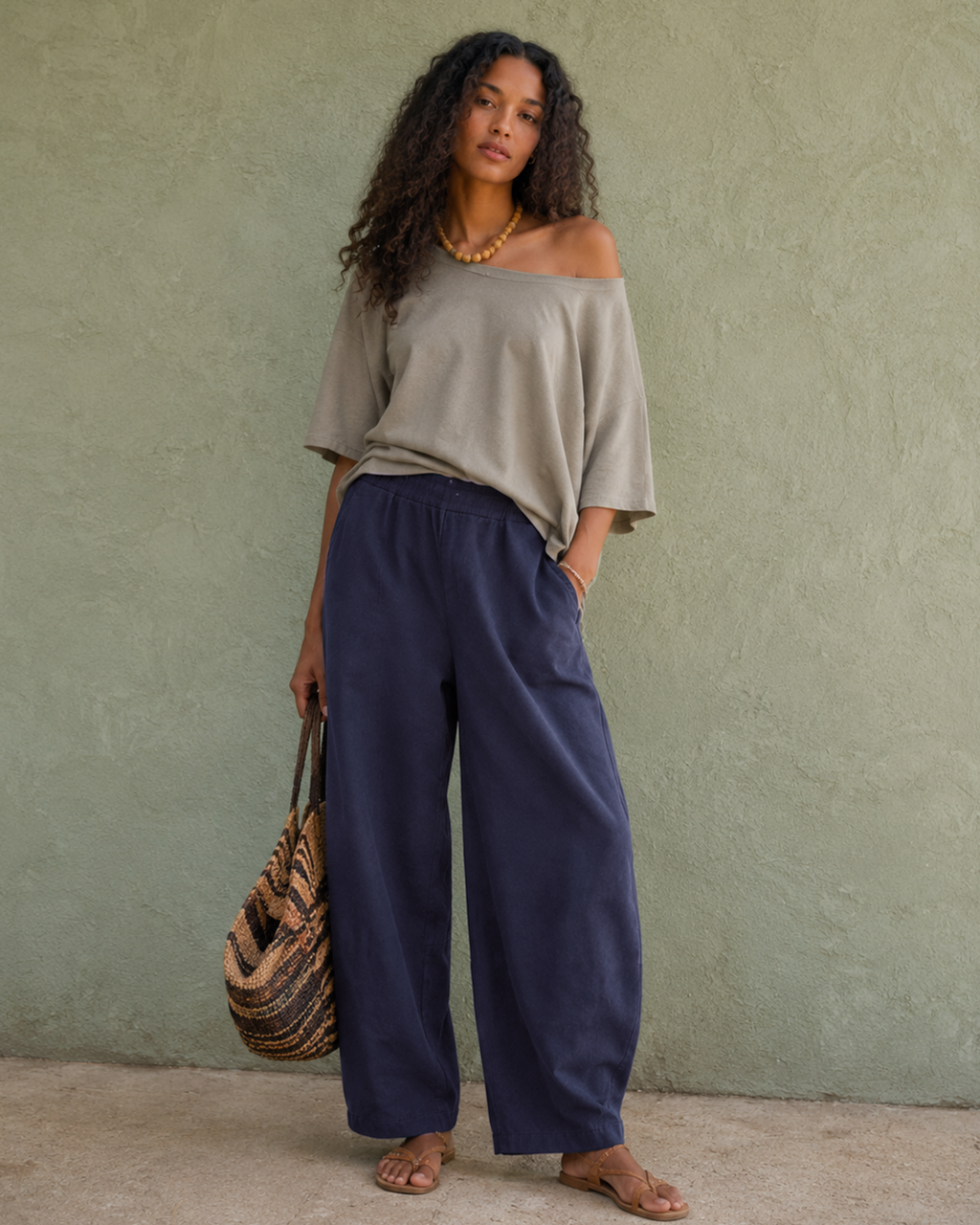 Tall Women's Cotton Stretch Barrel Leg Pants