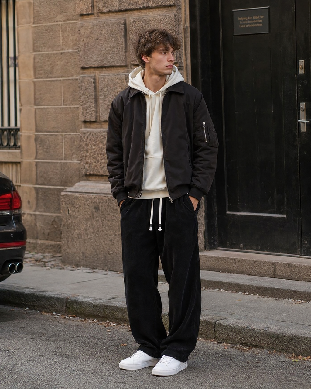 Tall Men's Corduroy Pants Straight Leg with Drawstring Waist