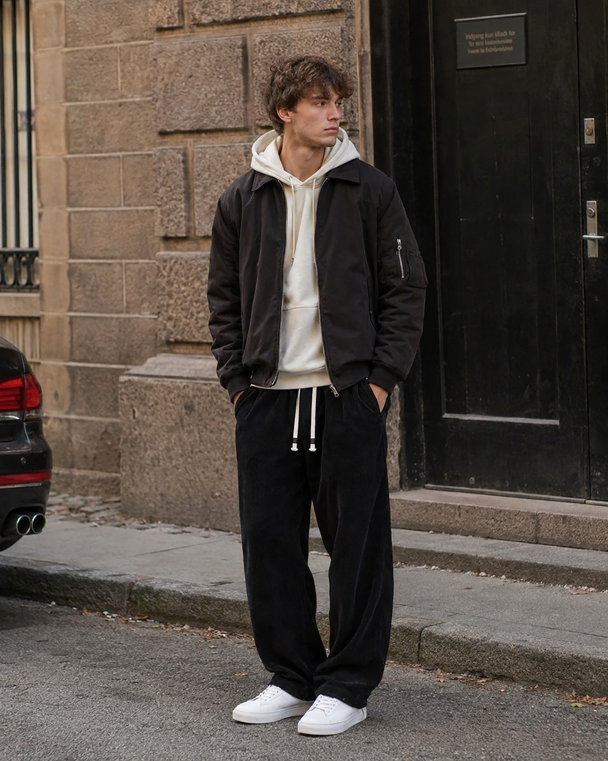 Tall Men's Corduroy Pants Straight Leg with Drawstring Waist