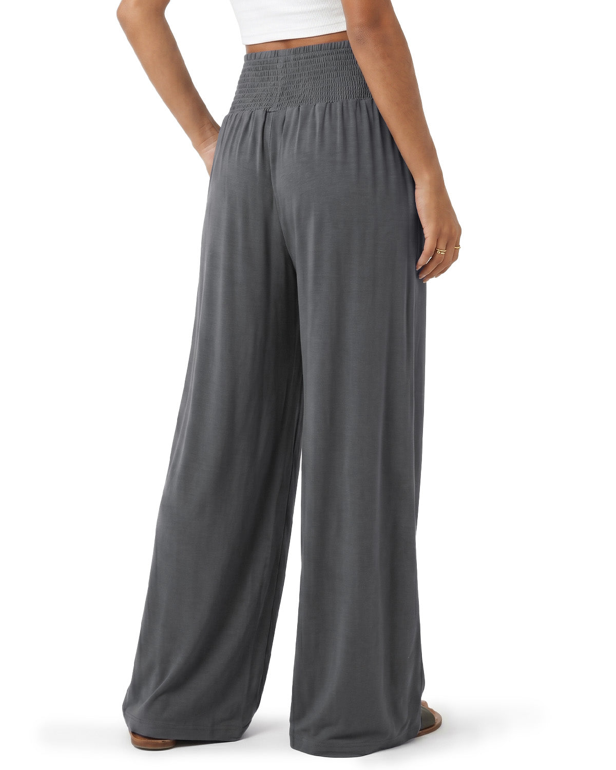 Tall Women's Smocked Waist Wide Leg Pants