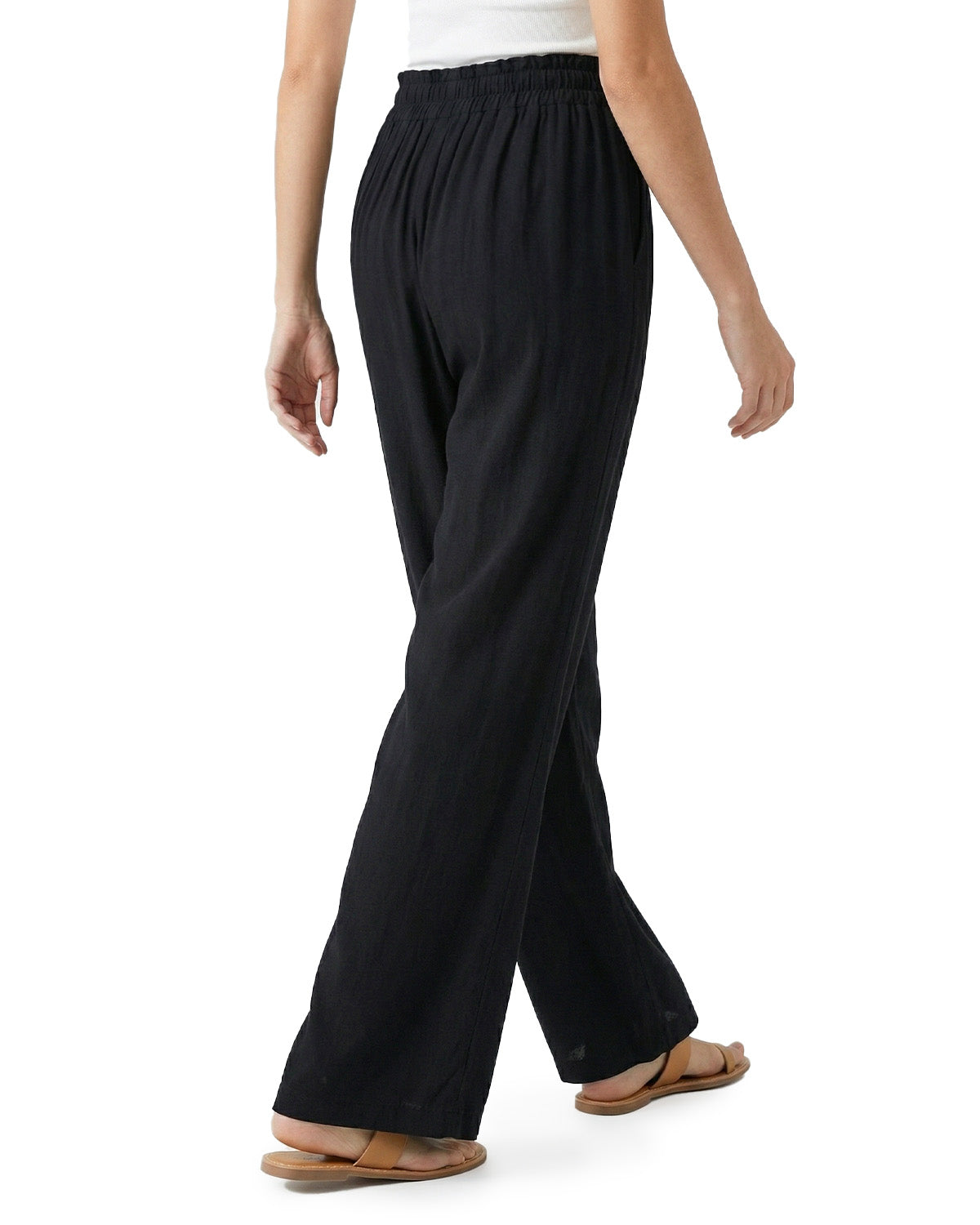 Tall Women's Paperbag Waist Linen Wide Leg Pants