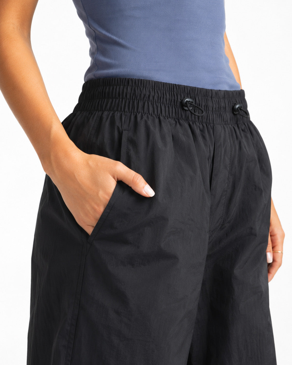 Tall Women's Baggy Parachute Pants with Adjustable Hem