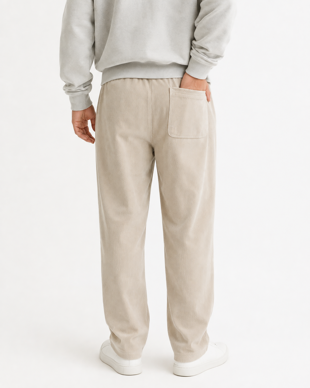 Tall Men's Corduroy Pants Straight Leg with Drawstring Waist