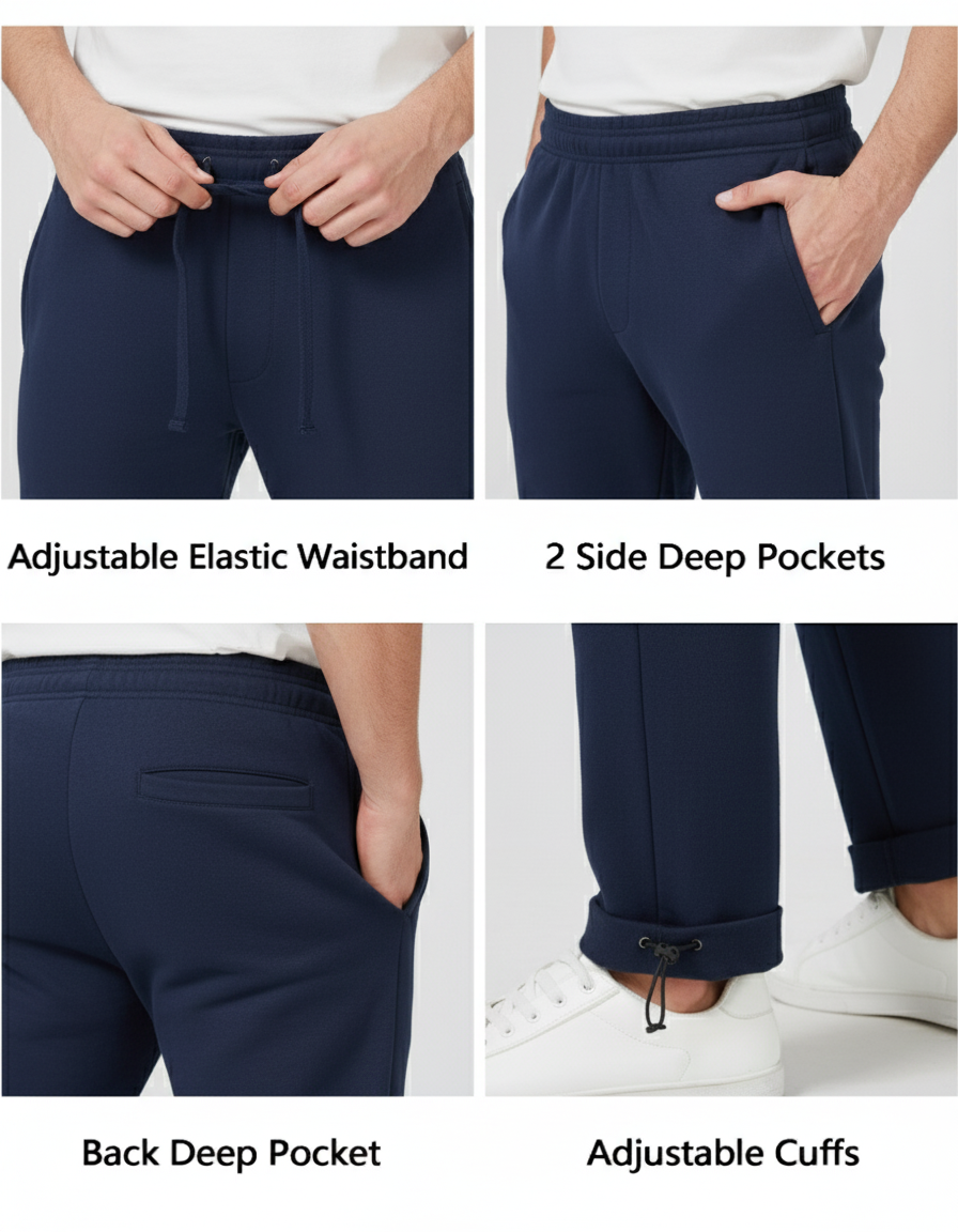 Tall Men's Sweatpants 34"/36" Inseam Straight Leg with Pockets