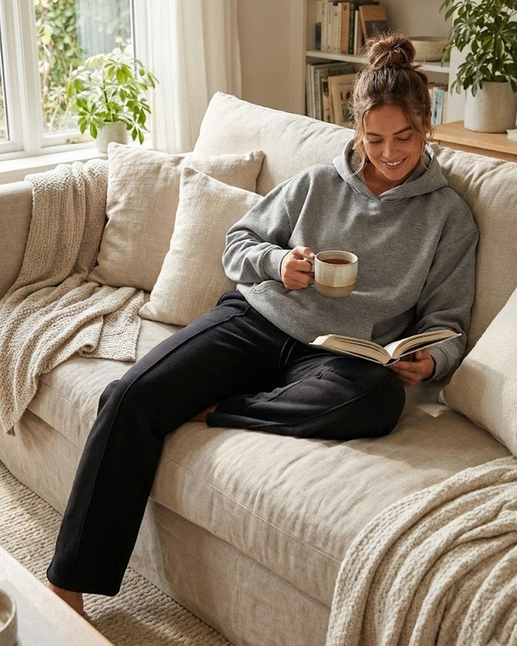 Tall Women's Wide Leg Sweatpants with Front Seam