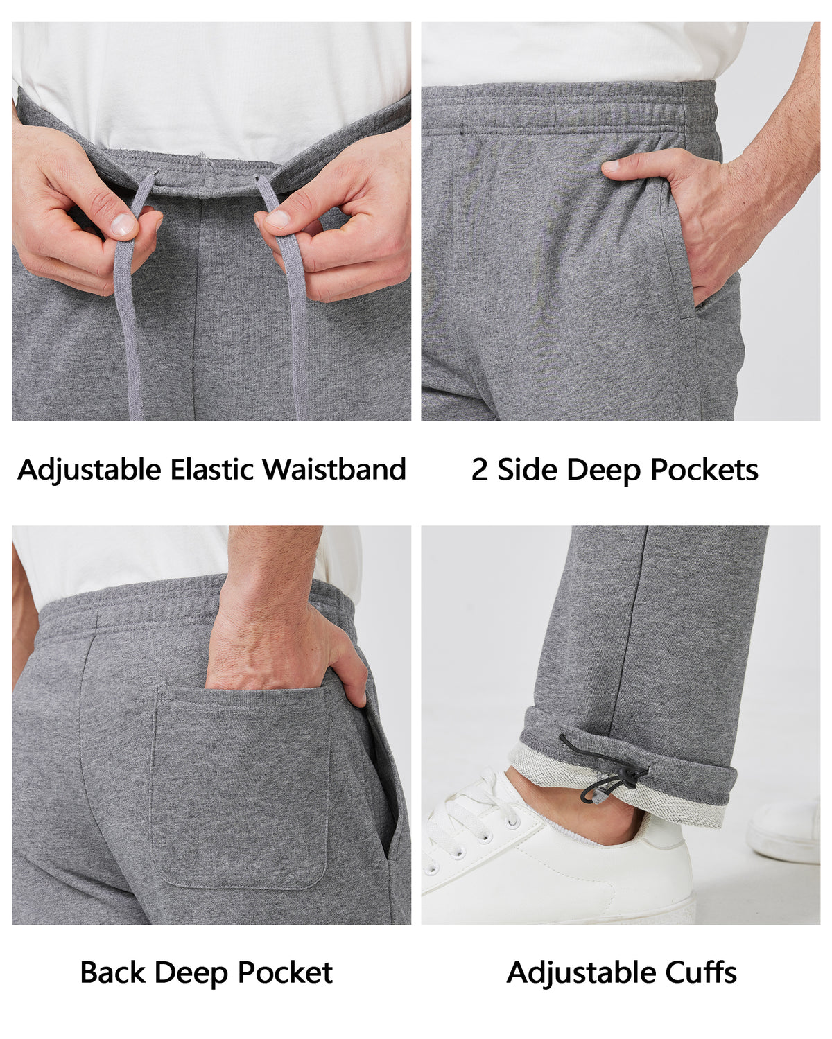 Tall Men's Sweatpants 34"/36" Inseam Straight Leg with Pockets