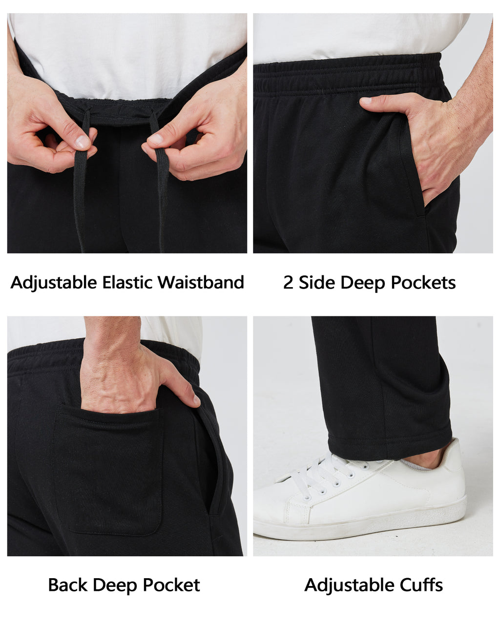Tall Men's Sweatpants 34"/36" Inseam Straight Leg with Pockets