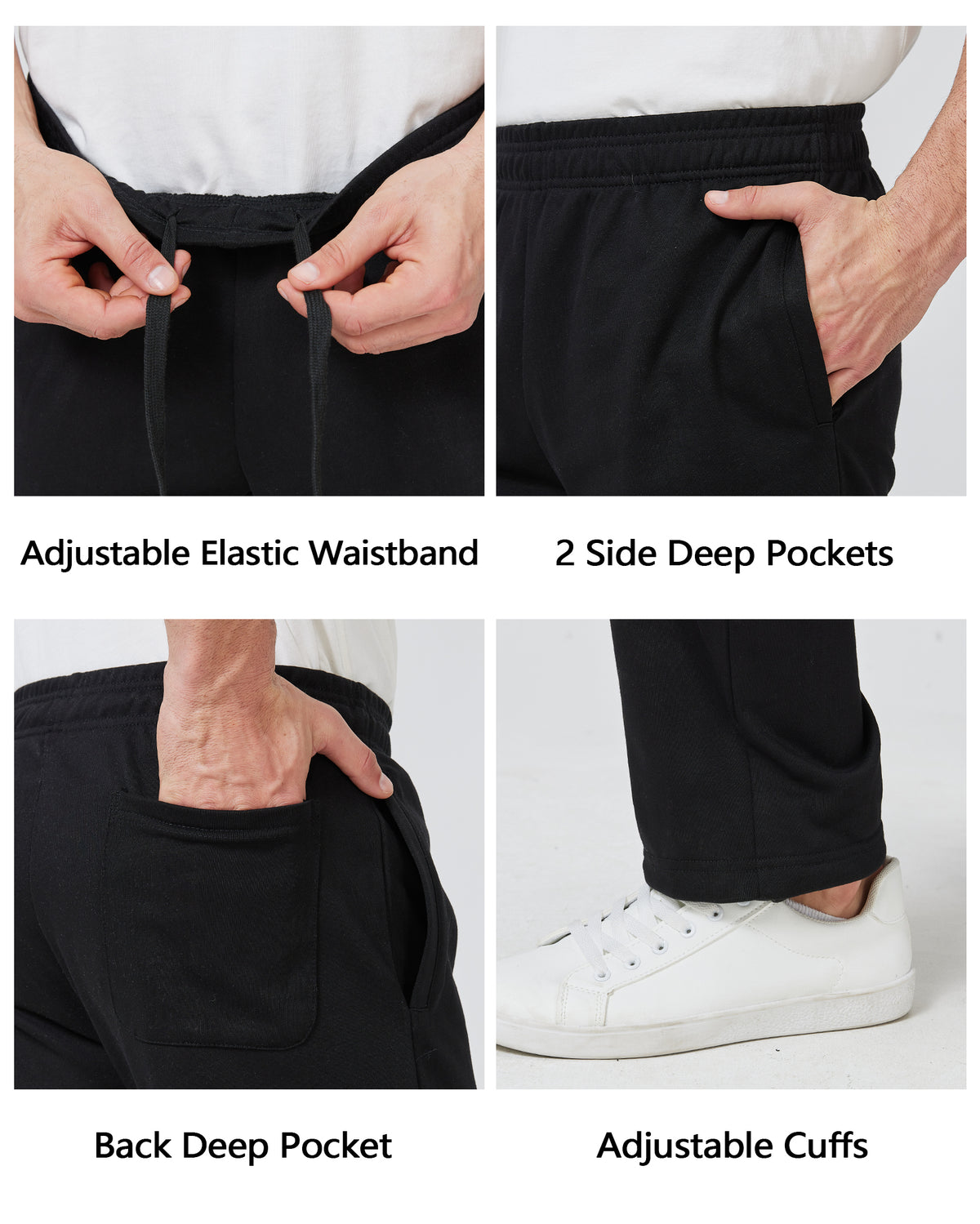 Tall Men's Sweatpants 34"/36" Inseam Straight Leg with Pockets